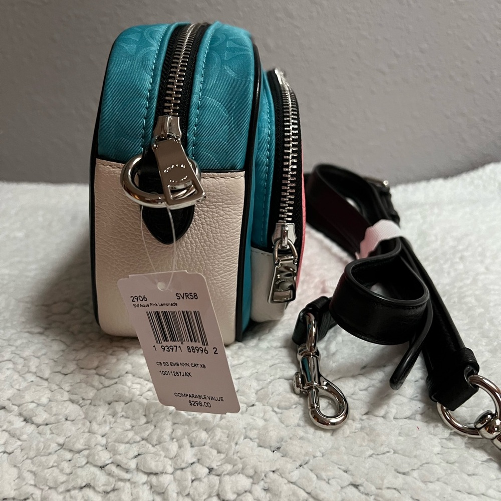 NEW 🚨💖COACH Jamie Camera Bag Aqua Pink Lemonade NEW WITH TAGS🔥🚨 (Reg.$298) - Picture 14 of 16